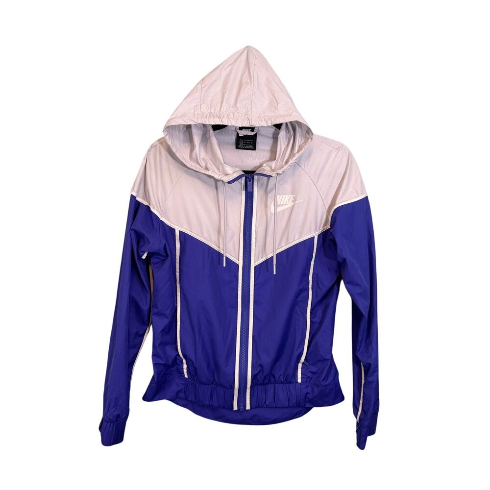 Nike Sportswear Windrunner Jacket Women XS Blue Gray Windbreaker Full Zip Hooded